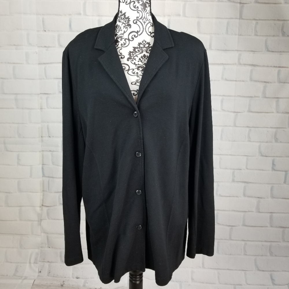 August Max button front jacket stretch knit 1x